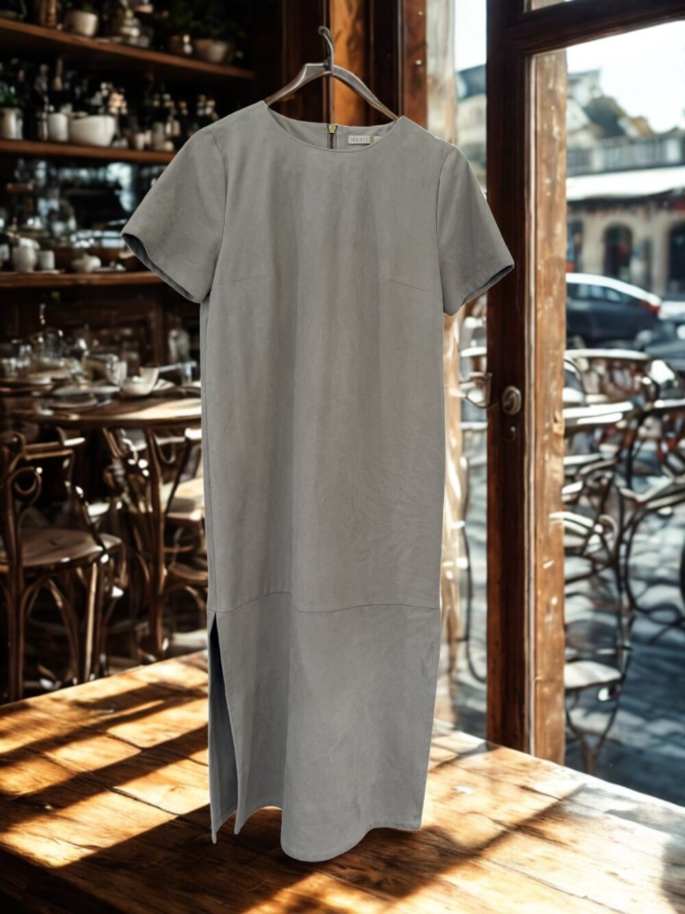 Marie Oliver Faux Suede Midi Dress with Side Slits Sz XS